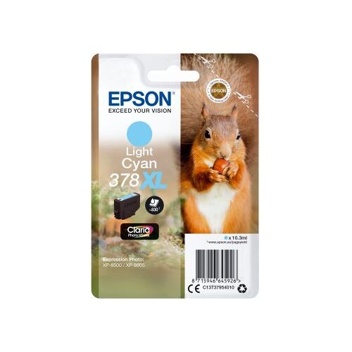 Epson 378XL - 10.3 ml - XL - cyan clair - original - emballage coque avec alarme radioélectrique/ acoustique - cartouche d'encre - pour Expression Home XP-8605, XP-8606; Expression Photo XP-8500 Small-in-One, XP-8700