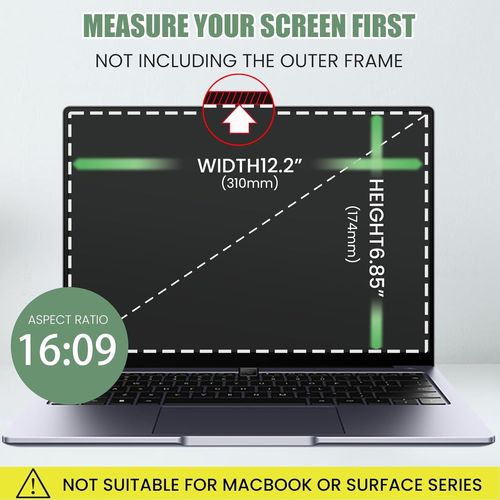 Filtre De Confidentialité Hd Pour Écran Large Et Ordinateur Portable, Anti-Reflets, Anti-Lumière Bleue (14"" - 16:9)[ZHB0401]