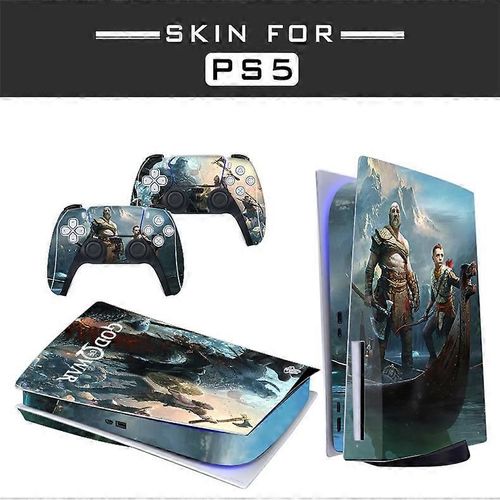 Peau Adhésive - Compatible Pour Ps5 - Housse Pour Personnaliser La Console - Film Vinyle Amovible - Qualité Hd Satinée Mate (Disque, God Of War02)