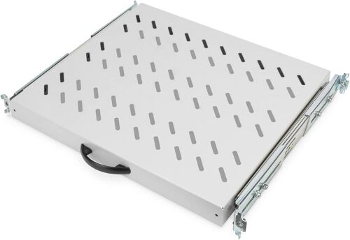 Étagère Extensible - 19 Pouces - 1Uh - Fixation Avant & Arrière - Charge 25 Kg - Pour Armoires Réseau Et Baies Serveurs - À Partir De 600 Mm De Profondeur - Gris