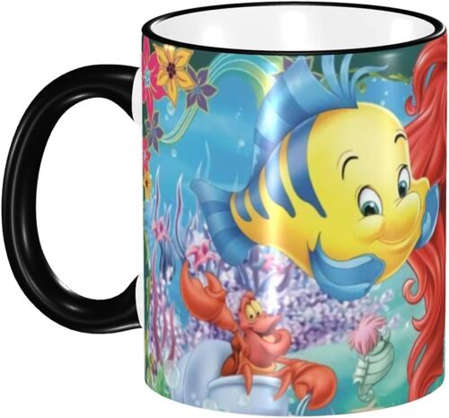Ariel Anime Tasse Résistante À La Chaleur Et Au Froid Grande Capacité 330 Ml Tasse À Café Poterie Céramique Tasse De Petit Déjeuner Personnage Cadeau D'anniversaire Noir