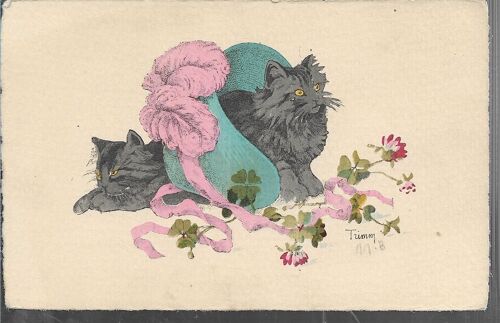 Deux Chats Jouent Dans Un Chapeau Bleu, Illustrateur Trimm