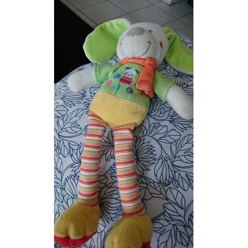 Doudou Lapin Mots D Enfants Lapin Jaune Vert Jambes Rayées