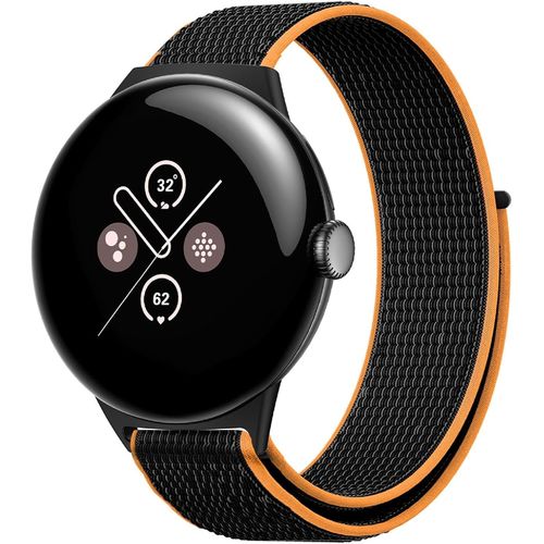 Bracelet Compatible Avec Google Pixel Watch 3 45mm, Sangle Tressée En Nylon Doux [Unisexe] - Black/Orange[Let9136644]