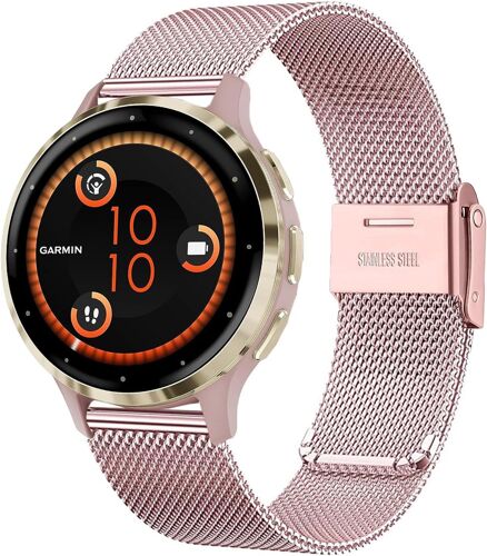 Bracelet En Métal Pour Garmin Venu 2s/Venu 3s/Vivomove 3s/Vivoactive 4s, 18mm Bracelet En Acier Inoxydable Pour Fossil Ladies Gen 6/Fossil Ladies Gen 5e/Fossil Ladies Q Venture Hr [Let9136497]