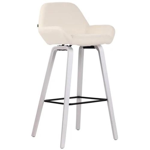 Tabouret De Bar Newnan En Tissu À 4 Pieds Crème/Bois De Chêne Blanc
