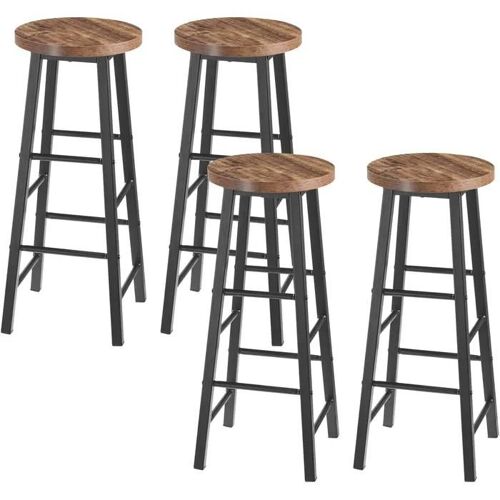 Lot De 4 Tabourets De Bar.tabouret Bistrot.chaise Stable+durable.surface En Mdf.noir+vintage