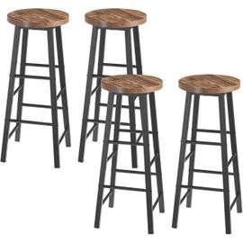 Lot De 4 Tabourets De Bar.Tabouret Bistrot.Chaise Stable+Durable.Surface En Mdf.Noir+Vintage