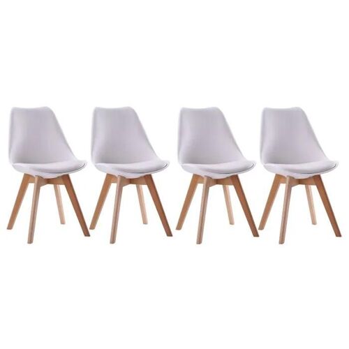 Lot De 4 Chaises Scandinaves Nora Blanches Avec Coussin