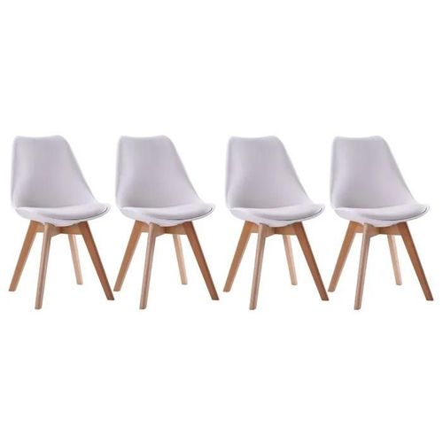 Lot De 4 Chaises Scandinaves Nora Blanches Avec Coussin