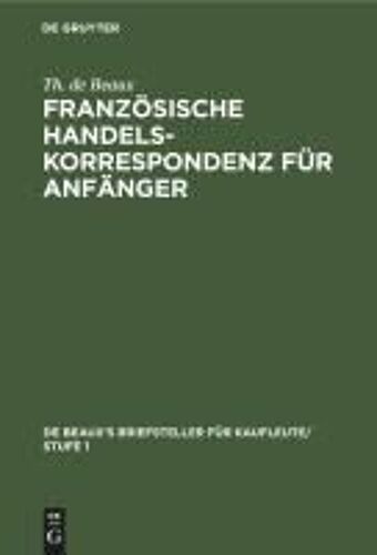 Französische Handelskorrespondenz Für Anfänger
