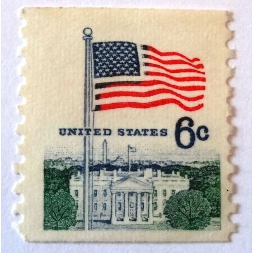 Timbre Usa - Flag And White House - 6c
