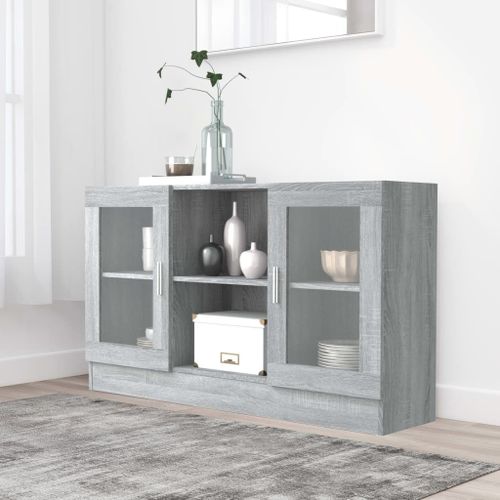 Vidaxl Armoire À Vitrine Sonoma Gris 120x30,5x70 Cm Bois D'ingénierie