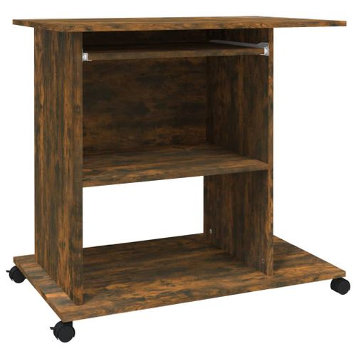 Vidaxl Bureau D'ordinateur Chêne Fumé 80x50x75 Cm Bois D'ingénierie