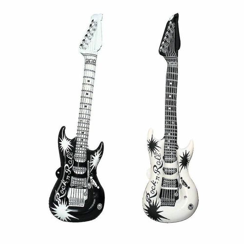 2x Blanc Noir Gonflable Guitare Disco Blow Up Déguisements Party Prop Musical-dwdz