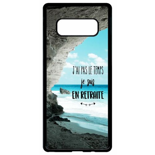 Coque Pour Smartphone - J Ai Pas Le Temps Je Suis En Retraite Paysage Mer - Compatible Avec Samsung Galaxy Note 8.0 - Plastique - Bord Noir