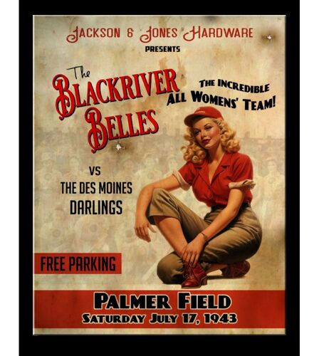 Plaque Pin Up Blonde The Blackriver Belles 41x32cm Tole Affiche Usa