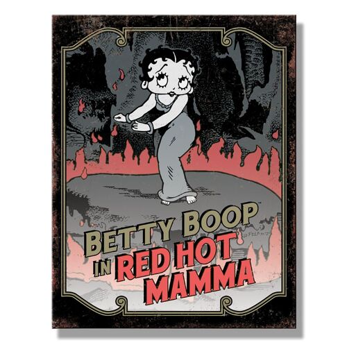 Plaque Betty Boop In Red Hot Mama Sorciere 41x32cm Tole Affiche Usa