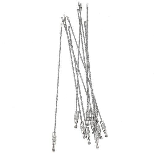 10pcs Acier Inoxydable Vis Verrouillage Fil Porte-Clés Câble Porte-Clés Accessoire Extérieur