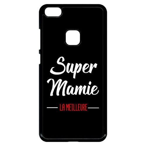 Coque Pour Smartphone - Super Mamie La Meilleure Fond Noir - Compatible Avec Huawei Ascend P10 Lite - Plastique - Bord Noir