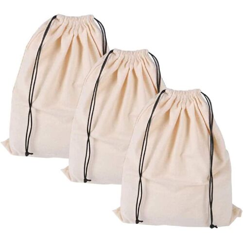 acdsgd-Misslo Lot de 3 sacs de rangement multifonction en coton respirant et anti-poussière avec cordon de serrage Beige S Pack 3 Beige