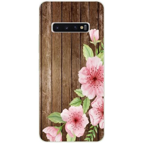 Coque Pour Galaxy S10 Bois Fleur Rose