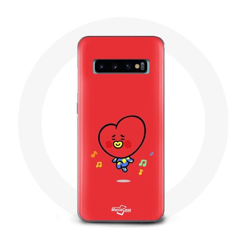Coque pour Samsung Galaxy S10 Bangtan Garçons BT21 TATA V Fond Rouge