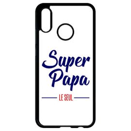 Coque Pour Smartphone - Super Papa Le Seul Fond Blanc - Compatible Avec Huawei P20 Lite - Plastique - Bord Noir