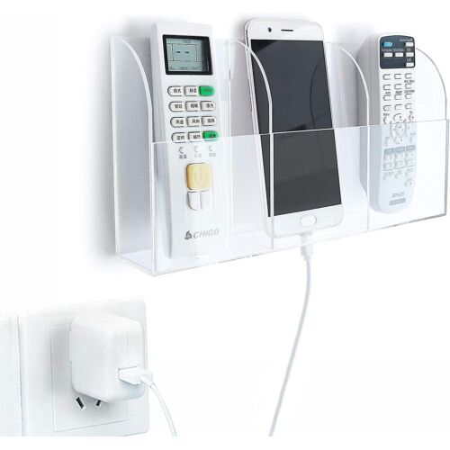 Support de télécommande TV Acrylique Wall Mount Media Storage Organizer Clear Remote Holder Box, 3 Cases