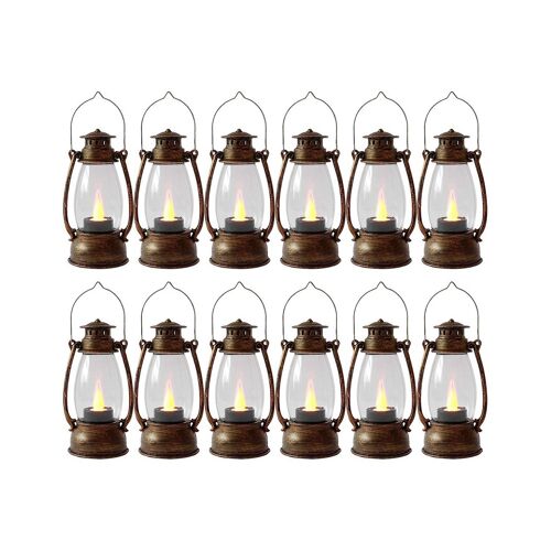 Lanternes Bougies Vintage Pour Intérieur 12pcs Mini Lanterne Avec Bougies Scintillantes Petites Lanternes Suspendues Pour Décoration Intérieure Cuivre