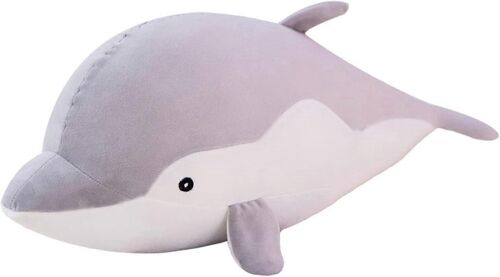 Dauphin En Peluche Animal Peluche Jouets Doux Belle Étreinte Oreiller Trucs Poupées Peluches Pour Enfants Filles Couchage Coussin Cadeau Chambre Décor 13.7in Gris
