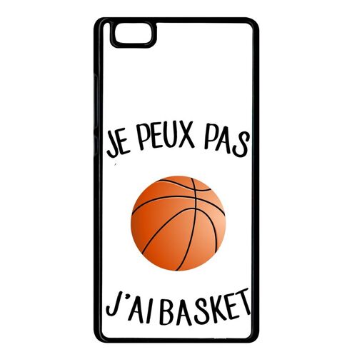 Coque Pour Smartphone - Je Peux Pas J Ai Basket Fond Blanc - Compatible Avec Huawei Ascend P8 Lite (2015) - Plastique - Bord Noir