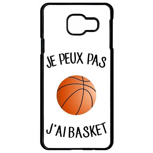 Coque Pour Smartphone - Je Peux Pas J Ai Basket Fond Blanc - Compatible Avec Samsung Galaxy A9 (2016) - Plastique - Bord Noir