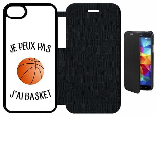 Etui A Flip Flap - Je Peux Pas J Ai Basket Fond Blanc - Compatible Avec Apple Iphone 8 - Plastique - Bord Noir