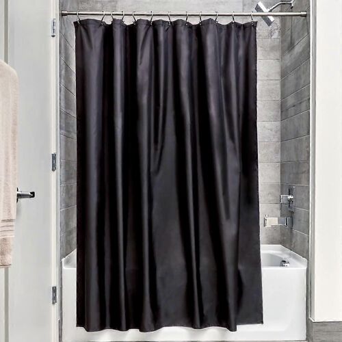 rideau de douche en tissu imperméable, 183,0 cm x 183,0 cm rideau de douche en polyester, ourlet renforcé de rideau textile lavable, noir