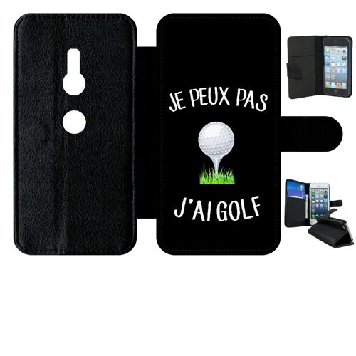 Etui a rabat - Je peux j ai golf fond noir - compatible avec sony Xperia XZ2 - Simili-cuir - bord Noir