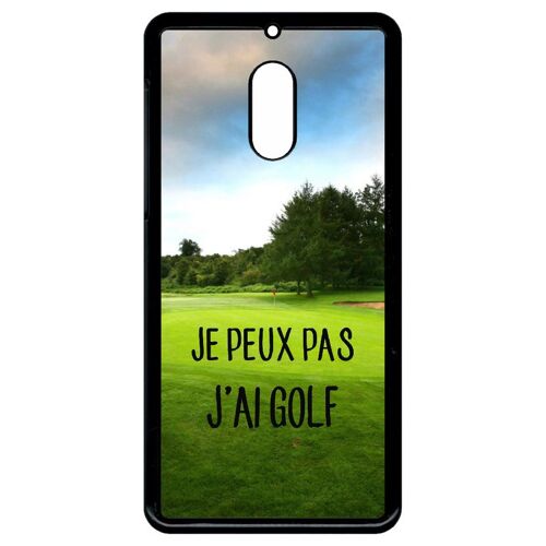 Coque Pour Smartphone - Je Peux Pas J Ai Golf Fond Terrain - Compatible Avec Nokia 6 (2018) - Plastique - Bord Noir