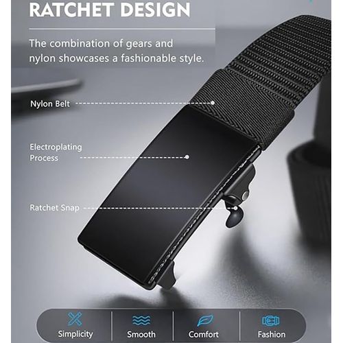Tzf-Ceinture À Cliquet En Nylon Pour Homme - Ceinture Décontractée Avec Boucle Automatique - Pas De Trous - Ceinture Invisible Pour Homme