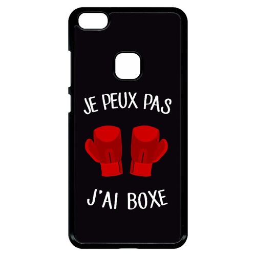 Coque Pour Smartphone - Je Peux Pas J Ai Boxe Fond Noir - Compatible Avec Huawei Ascend P10 Lite - Plastique - Bord Noir