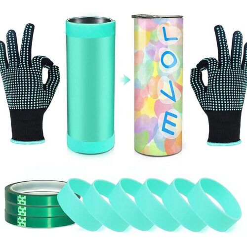 Gobelet de Sublimation en Silicone, Kit de manches avec bandes, pour tasses vierges lisses, avec gants résistants à la chaleur, bandes de transfert, nouvelle collection