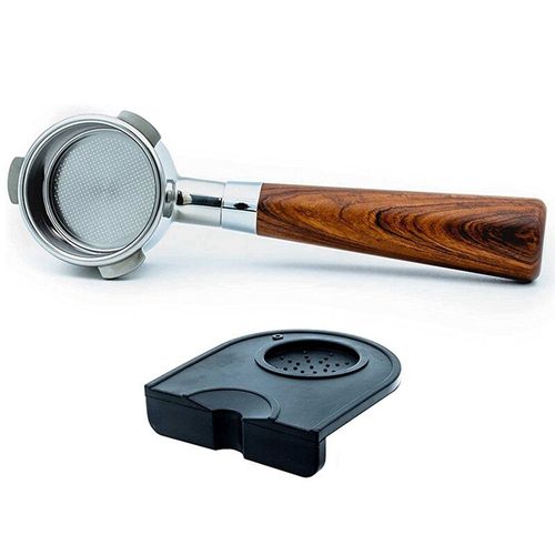 Poignée en bois sans fond pour café, 54mm, en acier inoxydable 304, avec tapis, pour accessoires Breville Barista