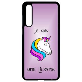 Coque Pour Smartphone - Je Suis Une Licorne Fond Violet - Compatible Avec Huawei P20 Pro - Plastique - Bord Noir