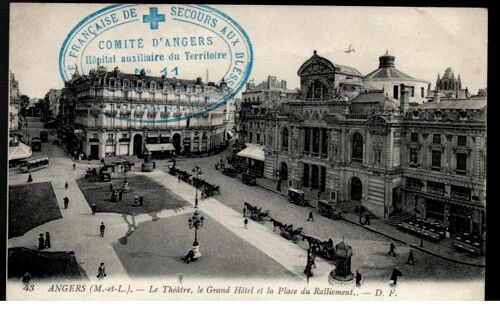 Cpa - Angers - Le Théâtre, Le Grand Hotel Et La Place Du Ralliement