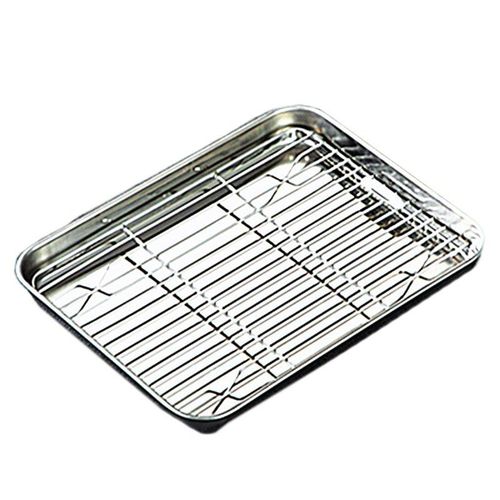 Plateau de plaque de cuisson avec support amovible, en acier inoxydable, plaque de refroidissement pour four, Non toxique, lavable au lave-vaisselle 19QE