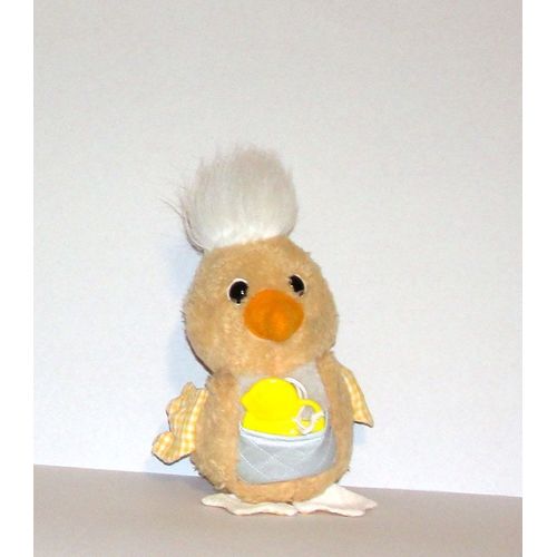 Caneton Poussin Oiseau Jaune Bec Orange Tissus Vichy Jaune Et Blanc Avec Poche Hochet Doudou Peluche D Activité Vintage Playskool 1979 Vintage