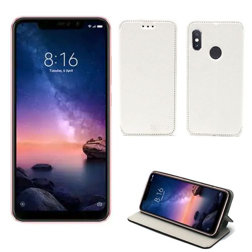 Etui Luxe Xiaomi Redmi Note 6 / Note 6 Pro Blanc Slim Cuir Style Stand Smartphone 2018 - Housse Coque Anti Choc De Protection - Accessoires Pochette Case