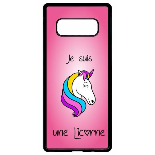Coque Pour Smartphone - Je Suis Une Licorne Fond Rose - Compatible Avec Samsung Galaxy Note 8.0 - Plastique - Bord Noir
