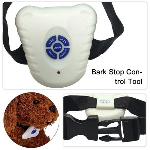 Blanc - Collier Anti Aboiement Pour Animaux De Compagnie, Contrôle Automatique Des Aboiements Des Chiens, Appareil'entraînement Et'imperméabilisation Ultrasonique
