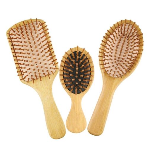 Ensemble De Peignes En Bambou Pour Femmes, Hommes Et Enfants, Brosses Pour Cheveux Longs Et Courts, Secs, Pour Massage Lissant, 3 Pièces
