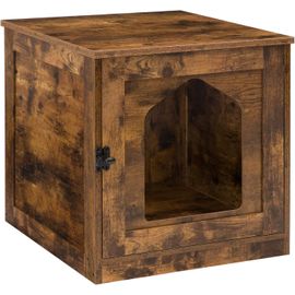 Maison De Toilette Pour Chat En Bois, Enceinte De Litière Pour Chat Avec Porte Et Trous D?Aération, Structure Robuste, Espace De Spacieux, Pour Salon, Chambre, Marron Rustique